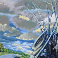 road going by dead tree